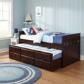 Sheesham Wood Oyster Daybed with Trundle Bed with Drawer Storage for Home | Bed for Bedroom 