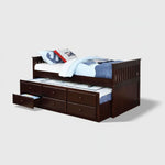 Sheesham Wood Oyster Daybed with Trundle Bed with Drawer Storage for Home | Bed for Bedroom 