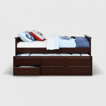 Sheesham Wood Oyster Daybed with Trundle Bed with Drawer Storage for Home | Bed for Bedroom 