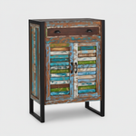 Reclaimed Wood Mauri 2-Door Shoe Cabinet with Drawer Storage Shoe Rack Organiser for Home 