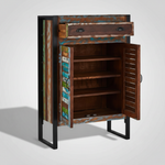 Reclaimed Wood Mauri 2-Door Shoe Cabinet with Drawer Storage Shoe Rack Organiser for Home 