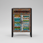 Reclaimed Wood Mauri 2-Door Shoe Cabinet with Drawer Storage Shoe Rack Organiser for Home 