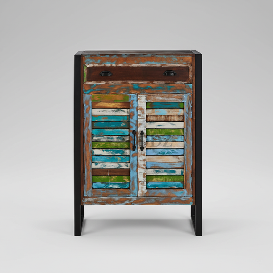 Translation missing: en.Reclaimed Wood Mauri 2-Door Shoe Cabinet with Drawer Storage Shoe Rack Organiser for Home 