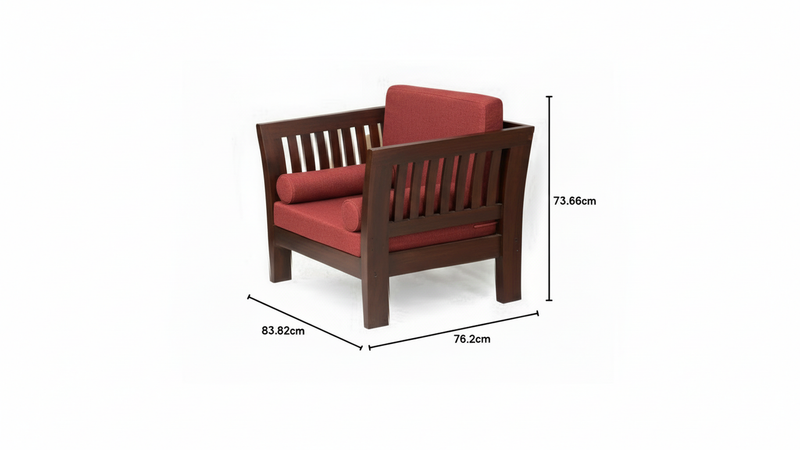 Mocko Sheesham Wood One Seater Sofa Set with Cushions for Living Room 