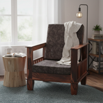 Kitarp Sheesham Wood Single Seater Sofa for Living Room with Seat & Back Cushion (Suede Upholestry) 