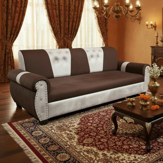 Stylish 2- Seater Sofa Set for Modern Living Space Furniture in Brown and Beige Color 