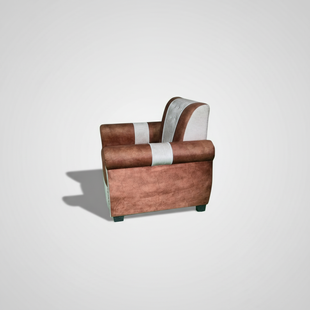 Elegant Single Seater Sofa Set for Modern Living Space Furniture in Brown and Beige Color 