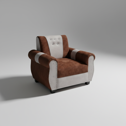 Elegant Single Seater Sofa Set for Modern Living Space Furniture in Brown and Beige Color 