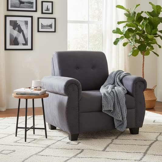 Single Seater Fabric Sofa | Comfortable & Stylish Upholstered Sofa for Home & Office | Durable & Elegant Living Room Seating S-271-1 Seater 