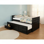 Sheesham Wood Oyster Daybed with Trundle Bed with Drawer Storage for Home | Bed for Bedroom 