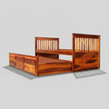 Sheesham Wood Oyster Daybed with Trundle Bed with Drawer Storage for Home | Bed for Bedroom 