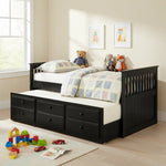 Sheesham Wood Oyster Daybed with Trundle Bed with Drawer Storage for Home | Bed for Bedroom 