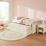Sheesham Wood Oyster Daybed with Trundle Bed with Drawer Storage for Home | Bed for Bedroom 