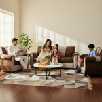 Stylish 5-Seater Sofa Set for Modern Living Space Furniture in Brown and Beige Color 