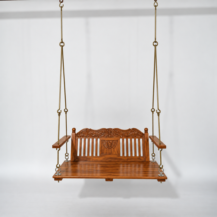 Translation missing: en.Wooden Jhula for Adults for Home Swing Jhula with Brass Chain and Carving for 