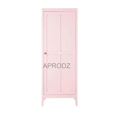 Mango Wood Single Doors Multipurpose Storage Kiev Wardrobe rah for Living Room | Pink
