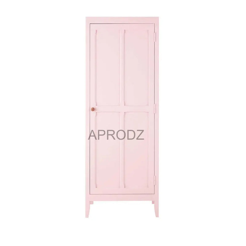 Mango Wood Single Doors Multipurpose Storage Kiev Wardrobe Almirah for Living Room | Pink 