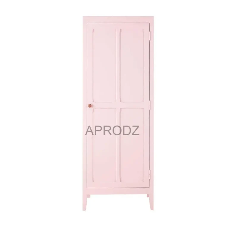 Mango Wood Single Doors Multipurpose Storage Wardrobe for Living Room | Grey 