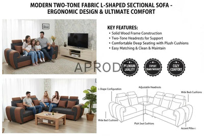 L-Shaped Sectional 6-Seater Sofa with Cushion & Padded Armrest, Perfect Faux Leather Fabric Corner
