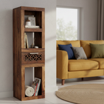 Durque Sheesham Wood Vertical Wall Shelf - Provincial Teak Finish | Wall shelf provincial teak finish 
