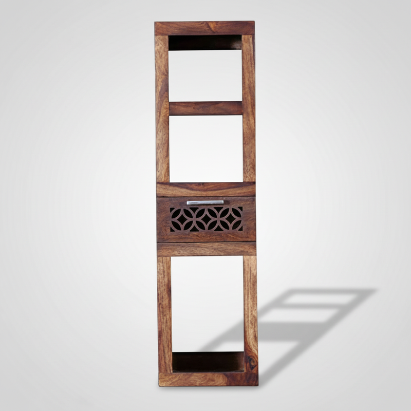 Durque Sheesham Wood Vertical Wall Shelf - Provincial Teak Finish | Wall shelf provincial teak finish 