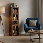 Durque Sheesham Wood Vertical Wall Shelf - Provincial Teak Finish | Wall shelf provincial teak finish 