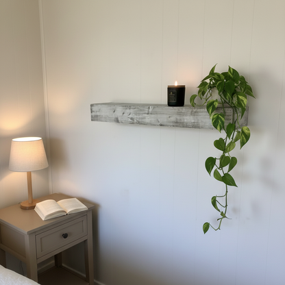 Mango Wood Norma Floating Wall Shelf for Living Room | Wall Shelves | White Finish 