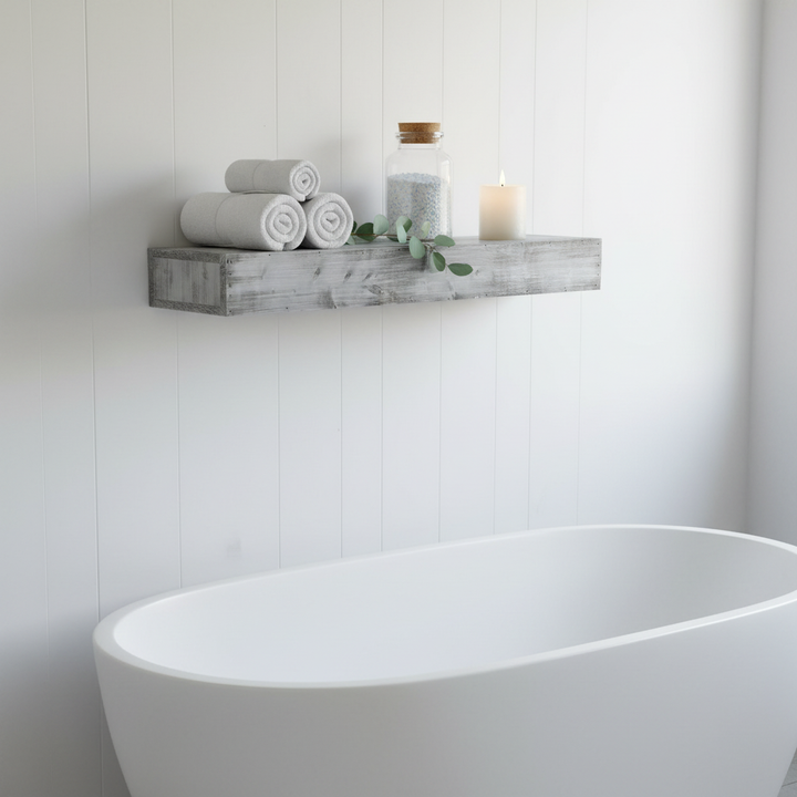 Translation missing: en.Mango Wood Norma Floating Wall Shelf for Living Room | Wall Shelves | White Finish 