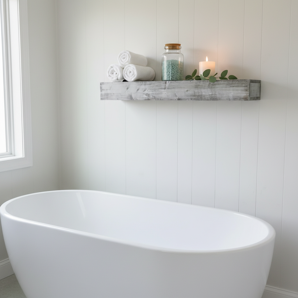 Mango Wood Norma Floating Wall Shelf for Living Room | Wall Shelves | White Finish 