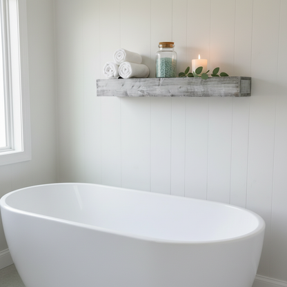 Mango Wood Norma Floating Wall Shelf for Living Room | Wall Shelves | White Finish 