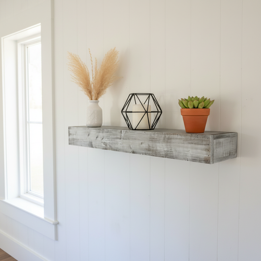 Translation missing: en.Mango Wood Norma Floating Wall Shelf for Living Room | Wall Shelves | White Finish 