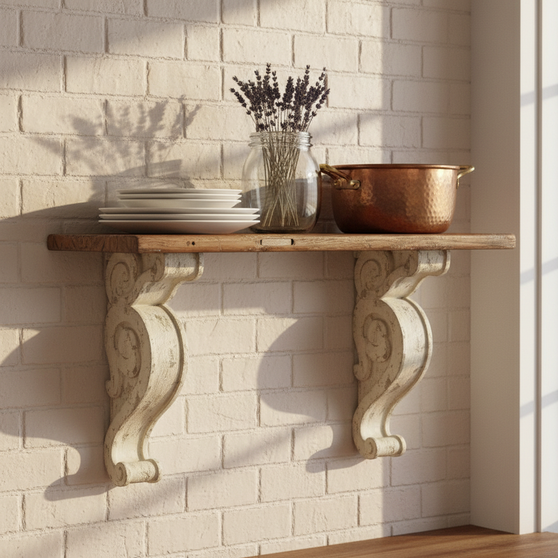 Reclaimed Wood Sinior Floating Wall Shelf for Living Room | Wall Shelves | White Finish 