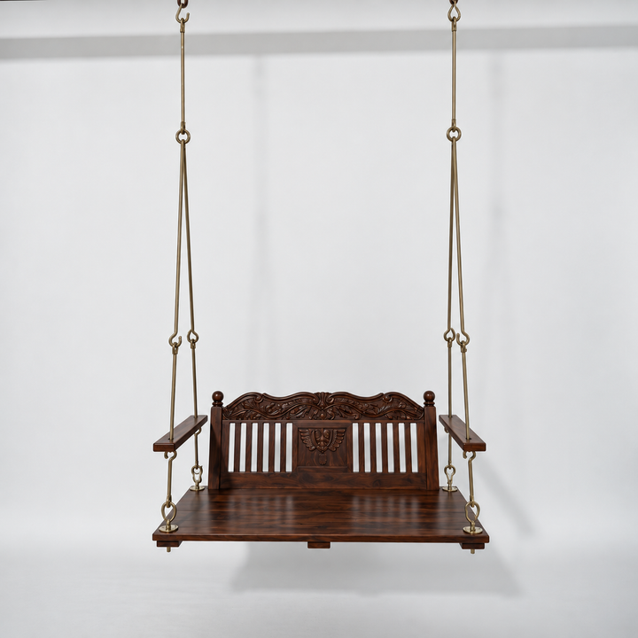 Translation missing: en.Wooden Jhula for Adults for Home Swing Jhula with Brass Chain and Carving for 
