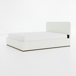 Eira Cloud Boucle Bed Frame With Storage, Upholstered Headboard, Metal Bed Frame With Headboard, Hydraulic Storage System, No Box Spring Required Cream Fabric 