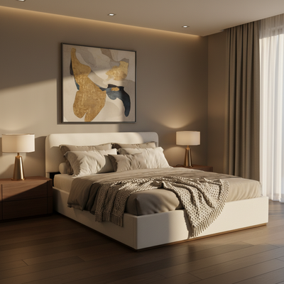 Eira Cloud Boucle Bed Frame With Storage, Upholstered Headboard, Metal Bed Frame With Headboard