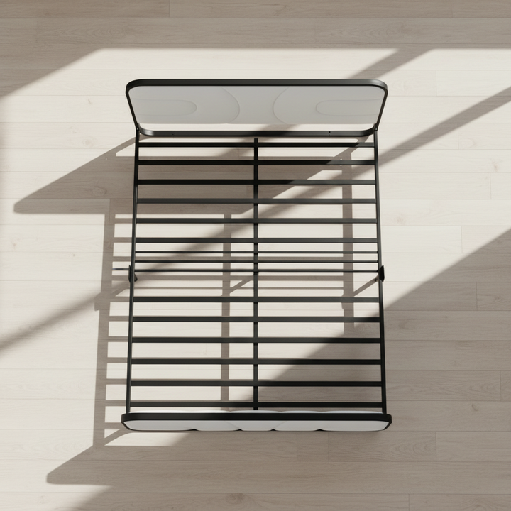 Translation missing: en.Modern Metal Platform Bed Frame with Upholstered Velvet Tufted Headboard &amp; Heavy-Duty Slat Support - Black 