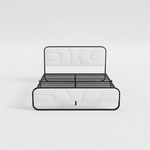 Modern Metal Platform Bed Frame with Upholstered Velvet Tufted Headboard & Heavy-Duty Slat Support - Black 