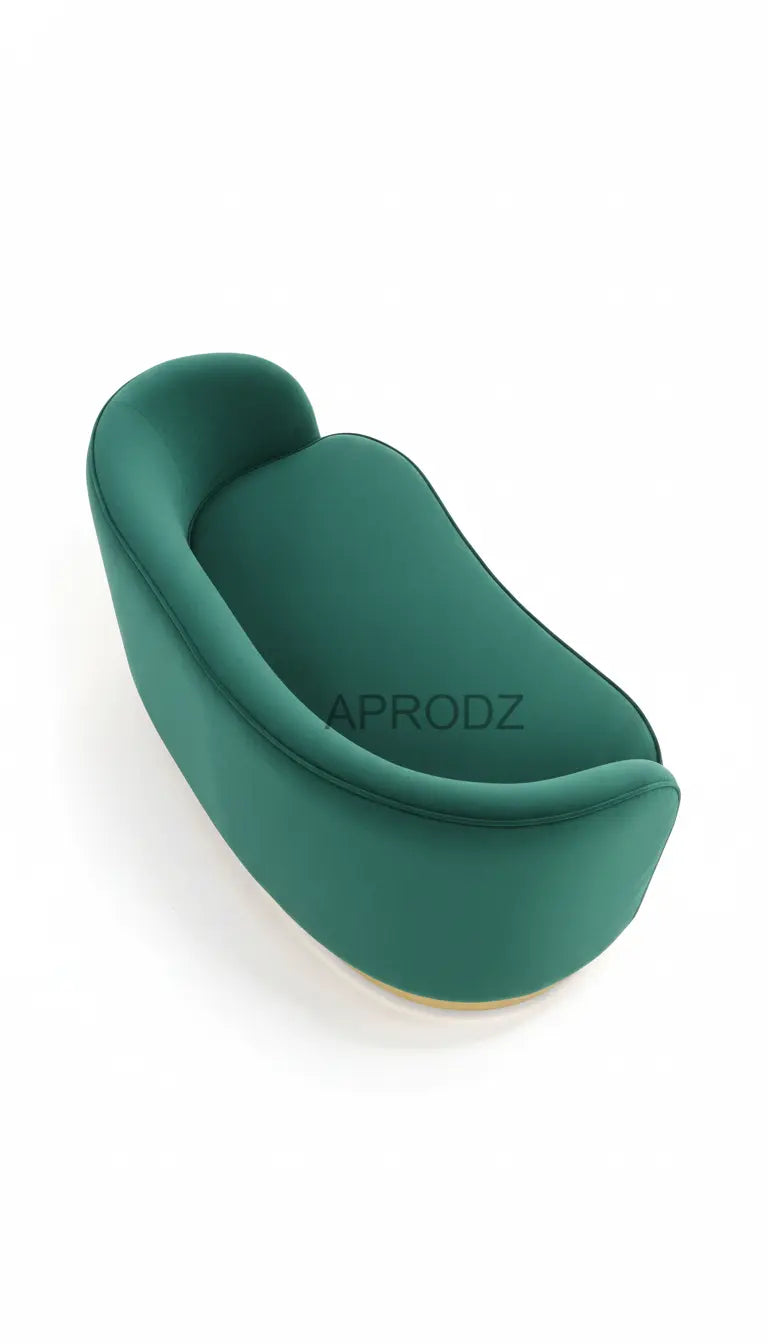 Curved Velvet Sofa in Emerald Green with Gold Base | Modern Luxury 