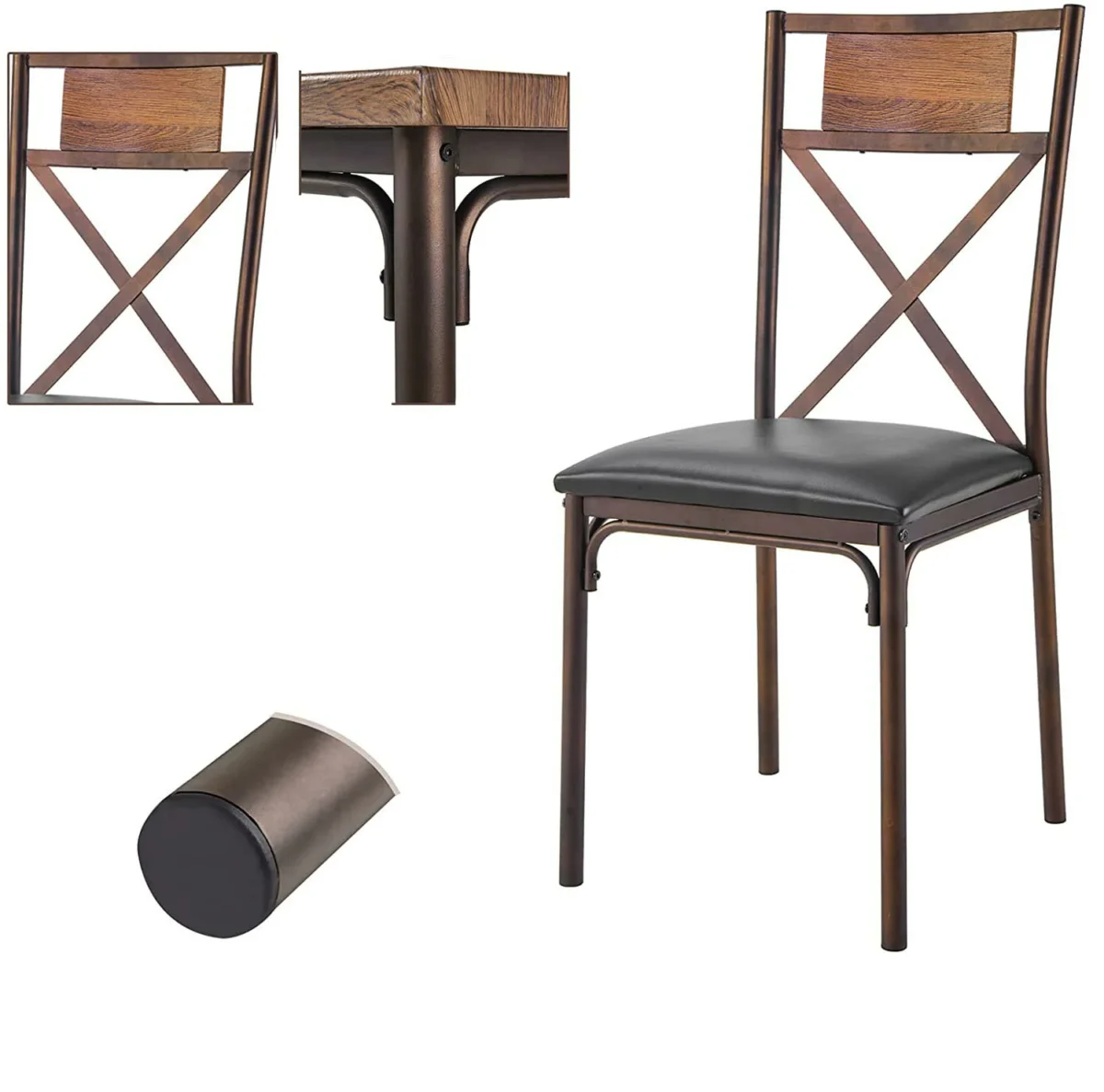 Aprodz Rashmikan Metal Wood 4-Seater Upholstered Dining Set