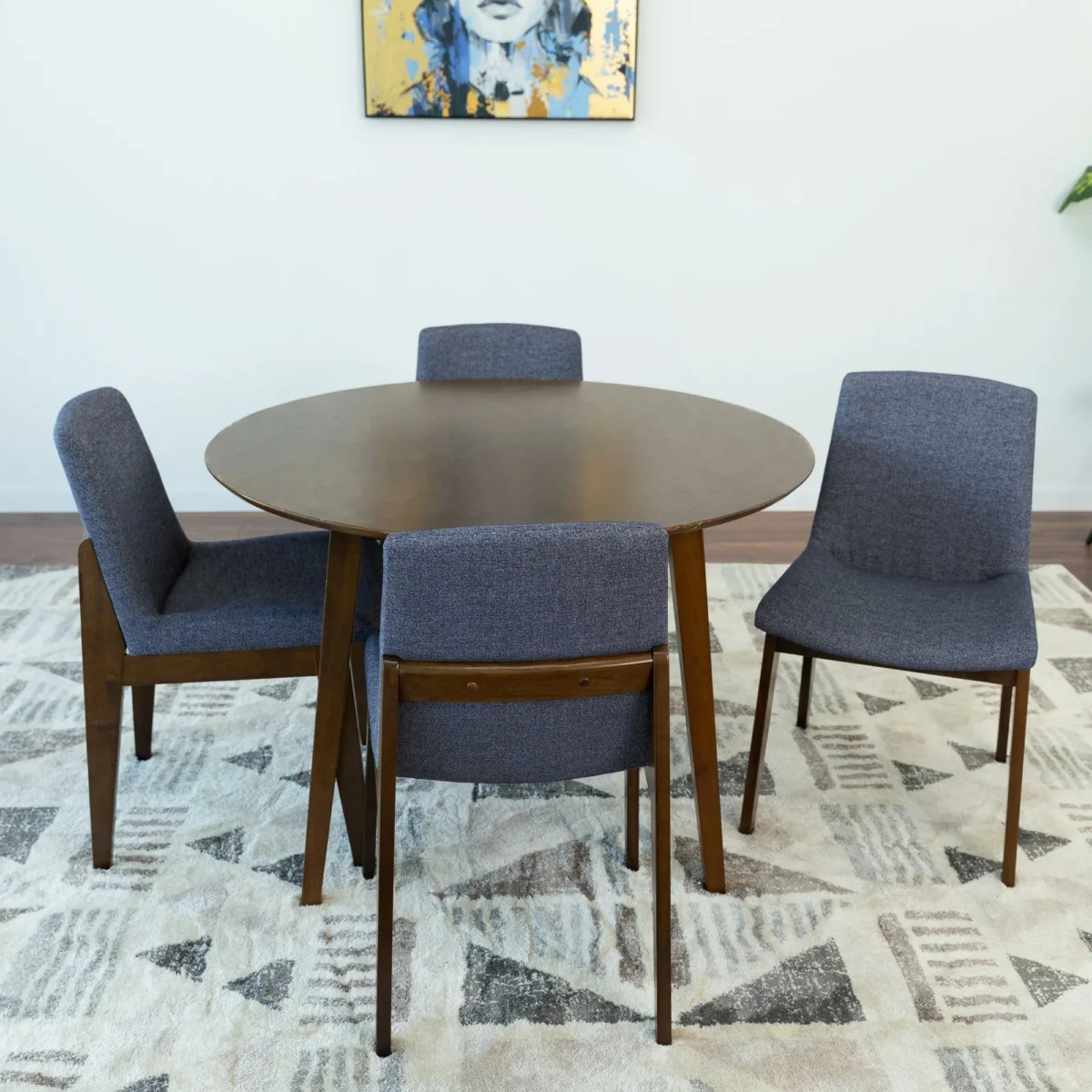 Aprodz Kolaran Round Dining Table Set | 4-seater | Upholstered Chairs
