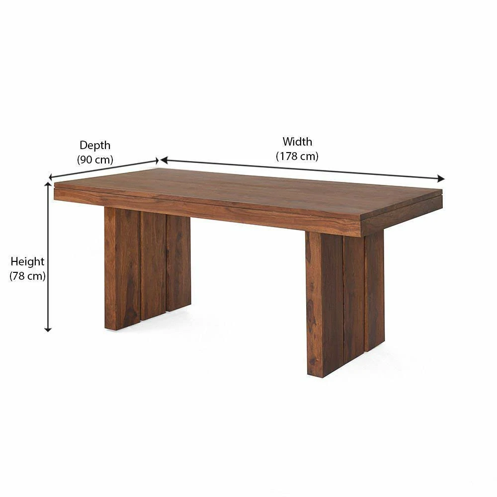 Aprodz Rosha Solid Wood Dining Table Set | 6-Seater | Cushioned Seats